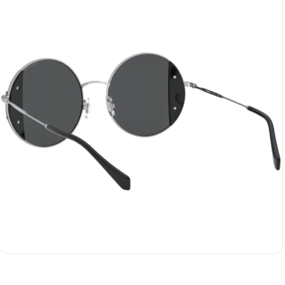 NEW MIU MIU Sunglasses MU 57VS Swarovski Crystal Round Silver Black Case & Box